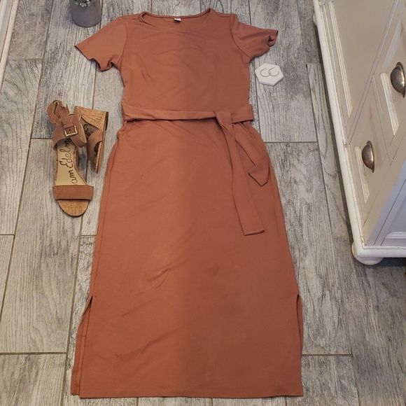 Old Navy Dresses & Skirts - Old Navy Ponte Knit Tie-Belt Midi Sheath Dress Size Small Tall